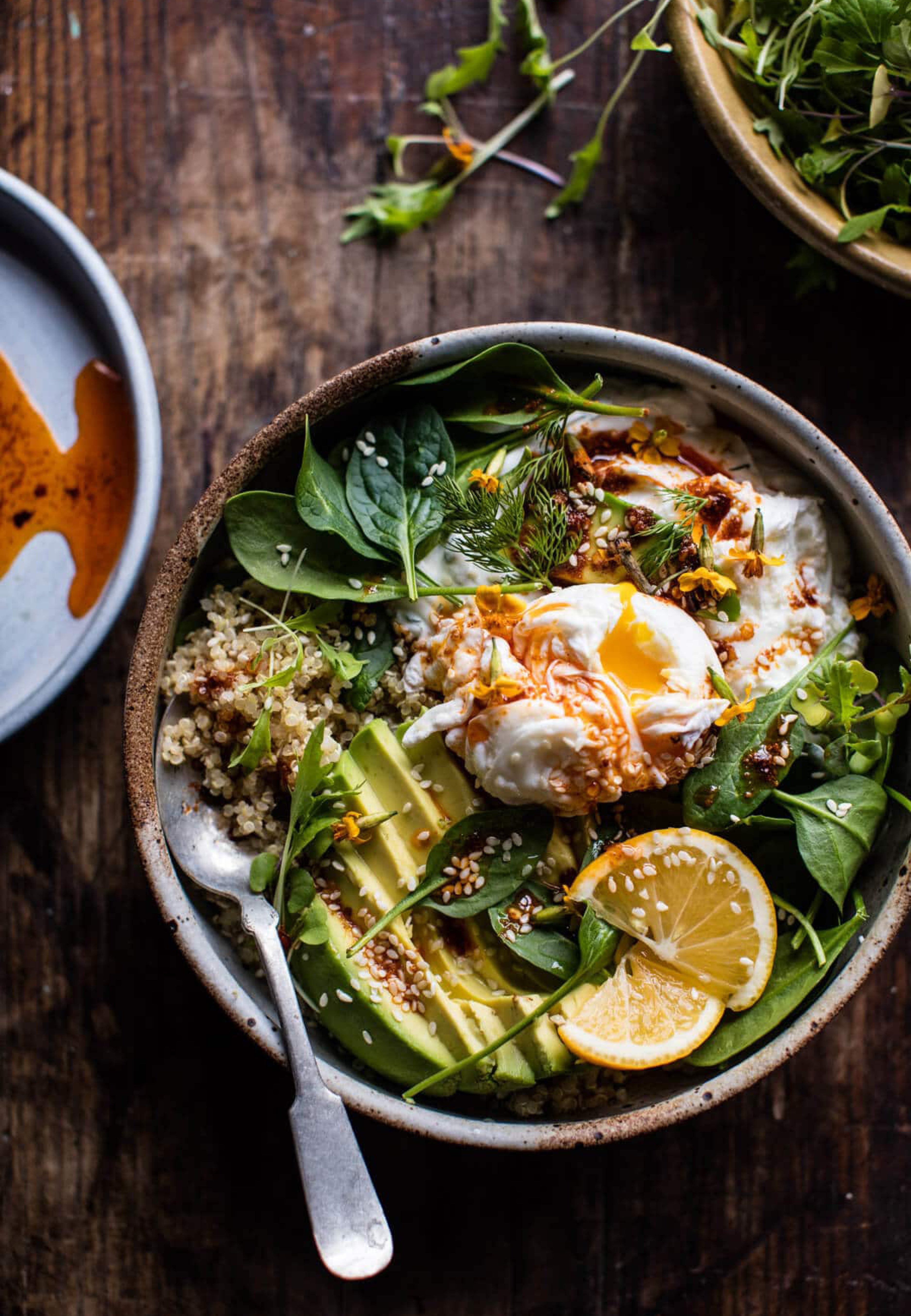Turkish Egg And Quinoa Breakfast Bowl