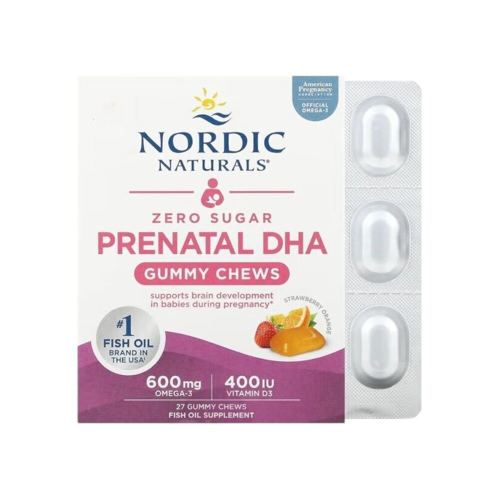 Nordic Naturals Prenatal DHA Gummy Chews, Strawberry Orange 27 Gummies