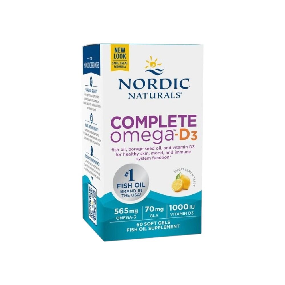 Nordic Naturals Complete Omega-D3, 565mg Lemon 60 Softgels