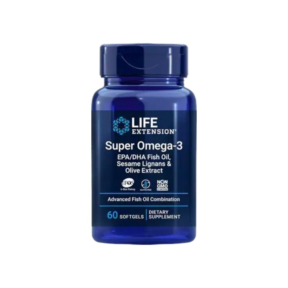 Life Extension Super Omega-3 EPA/DHA with Sesame Lignans & Olive Extract 60 Softgels