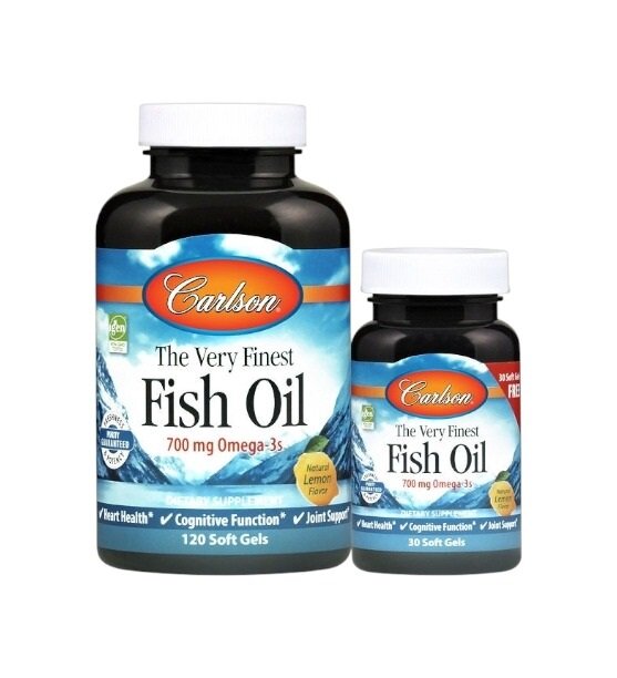 Carlson Labs The Very Finest Fish Oil - 700mg Omega-3s, Natural Orange 120 + 30 Softgels