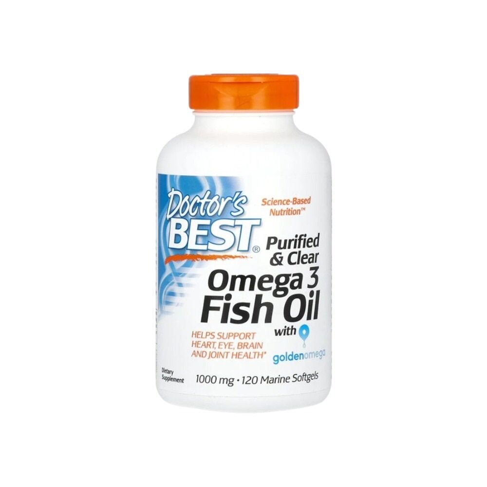 Doctor's Best Purified & Clear Omega 3 Fish Oil, 1000mg 120 marine softgels