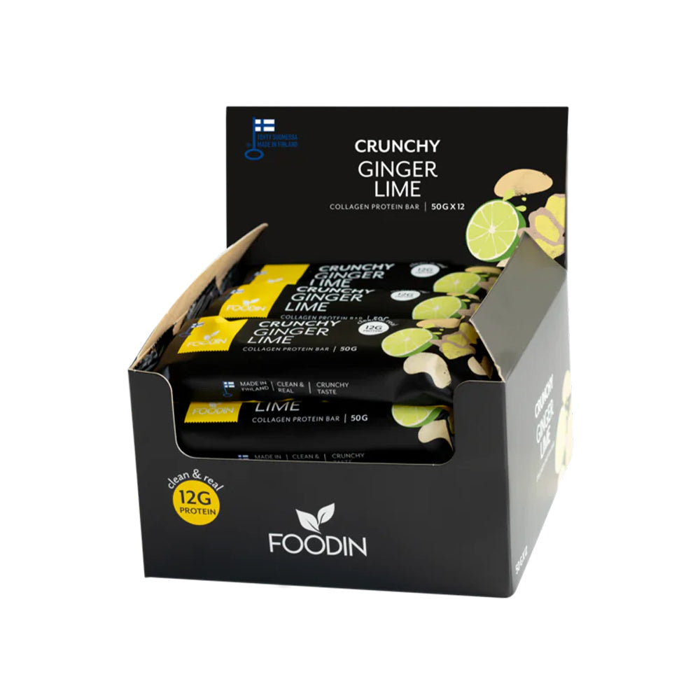Foodin Crunchy Collagen Protein Bar Ginger Lime 50g x 12PK