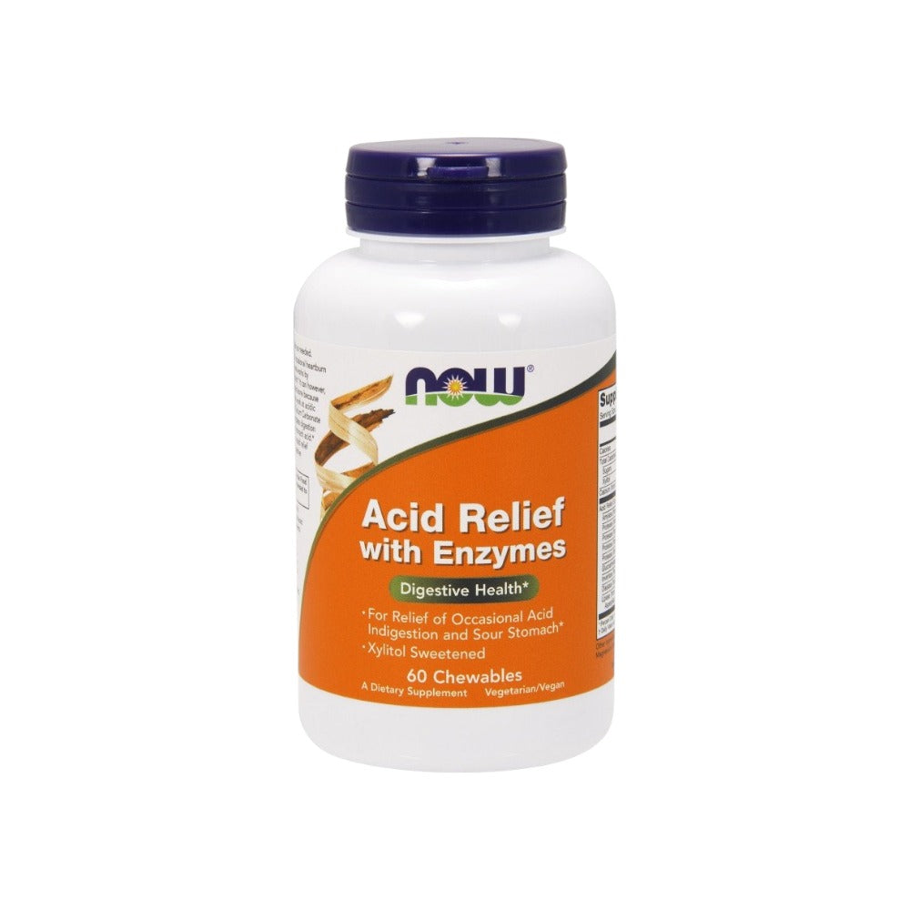 NOW Foods Acid Relief with Enzymes 60 Chewables