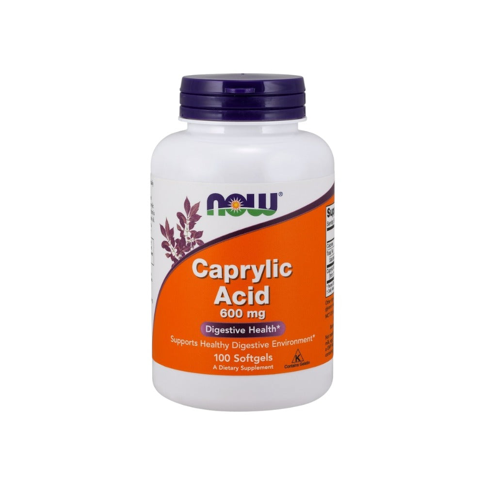NOW Foods Caprylic Acid, 600mg 100 Softgels