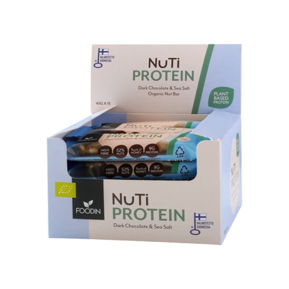 Foodin NUTI Organic Protein Dark Chocolate & Sea Salt Nut Bar 45g 15PK