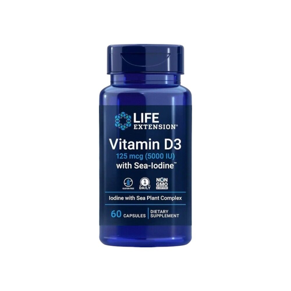Life Extension Vitamin D3 with Sea-Iodine, 5000IU 60 Caps