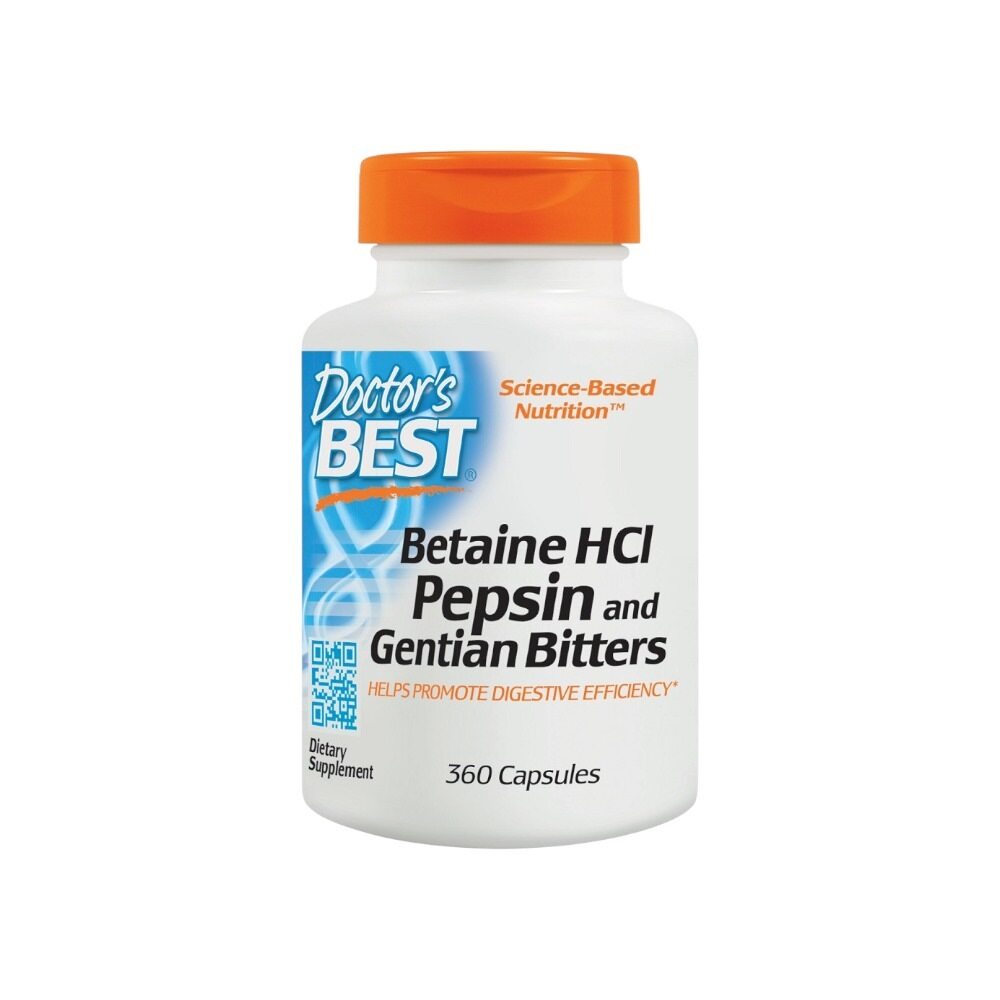 Doctor's Best Betaine HCl Pepsin & Gentian Bitters 360 Caps