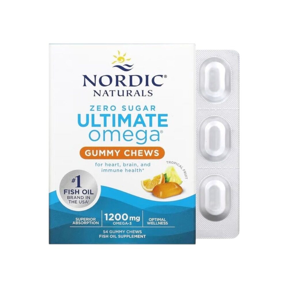 Nordic Naturals Ultimate Omega Gummy Chews, 1200mg Tropical Fruit 54 Gummies