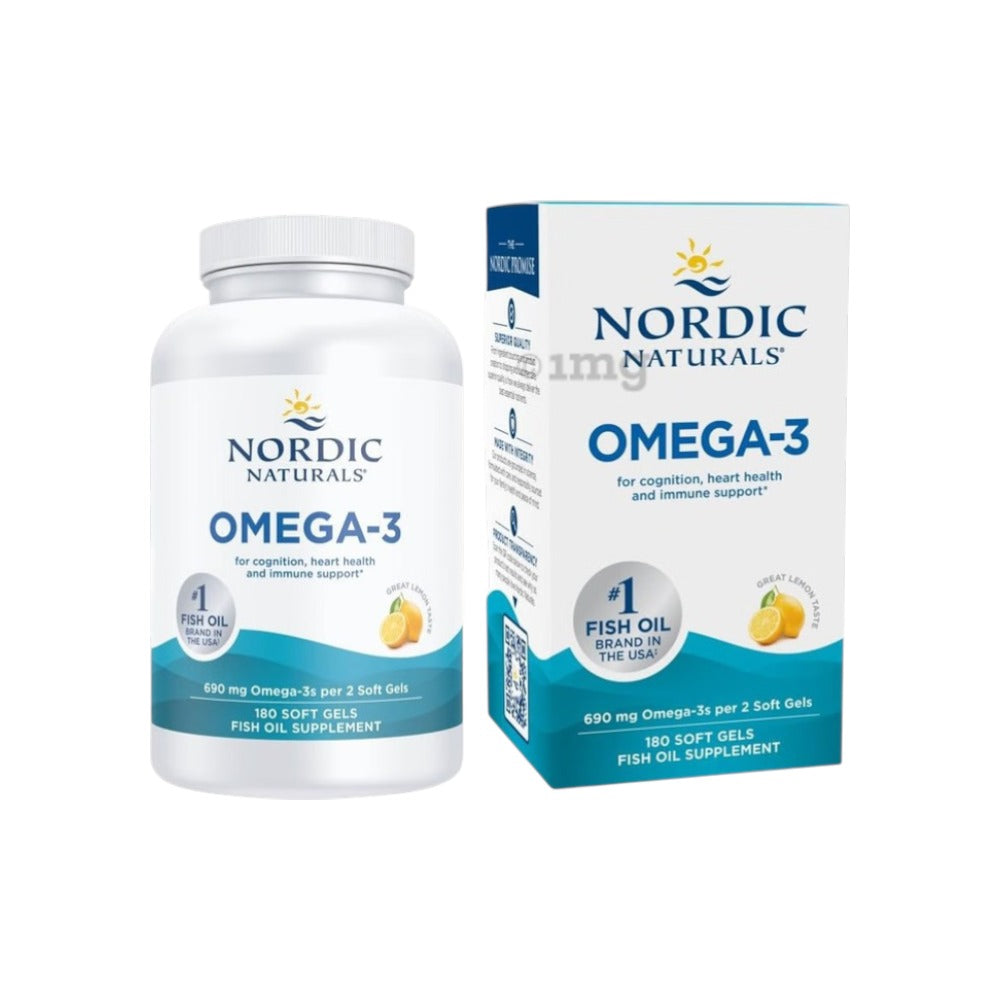 Nordic Naturals (Danish Label) Omega-3 Fiskeolie, 690mg Lemon 180 Softgels