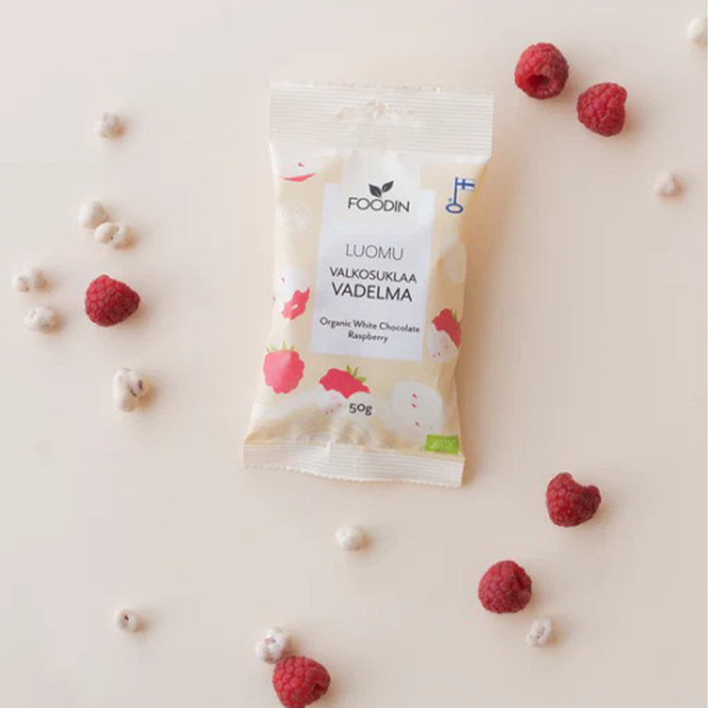 Foodin White Chocolate Raspberry 50g, Organic