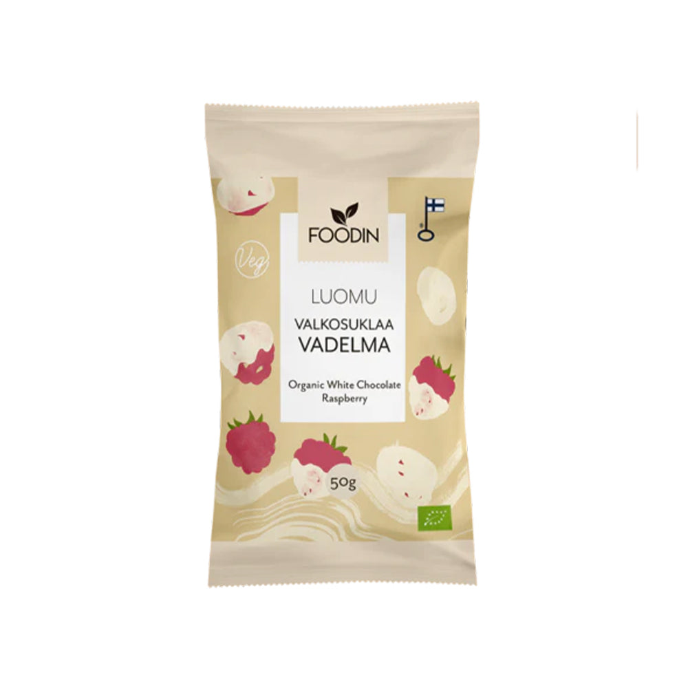 Foodin White Chocolate Raspberry 50g, Organic