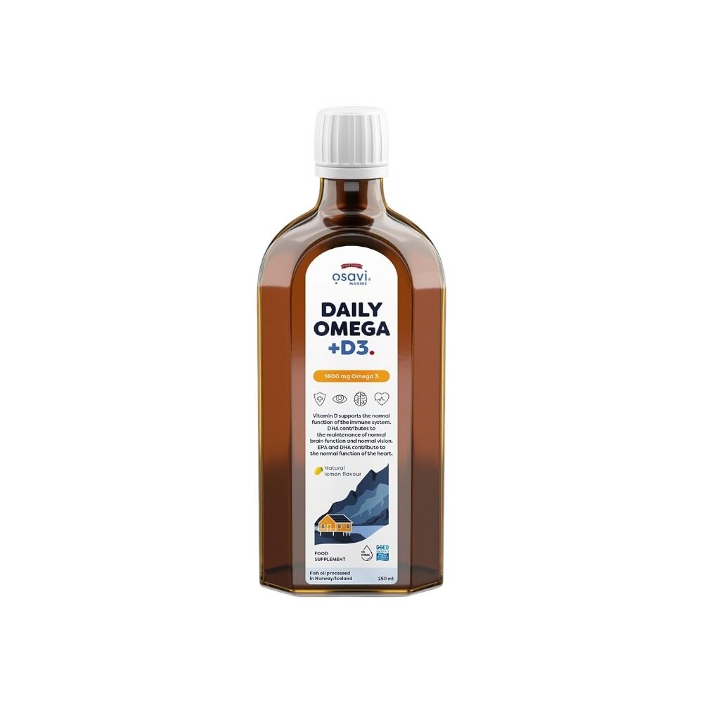 Osavi Daily Omega + D3, 1600mg Omega 3 (Natural Lemon) 250ml