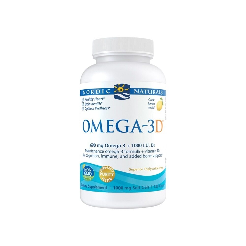 Nordic Naturals Omega-3D, 690mg Lemon 120 Softgels