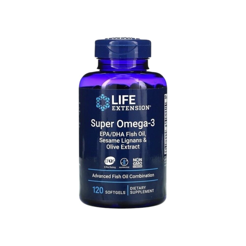 Life Extension Super Omega-3 EPA/DHA Fish Oil, Sesame Lignans & Olive Extract 120 Softgels