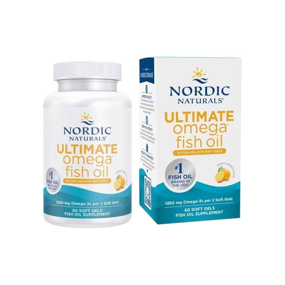 Nordic Naturals Ultimate Omega in Fish Gelatin, 1280mg Lemon 60 Softgels
