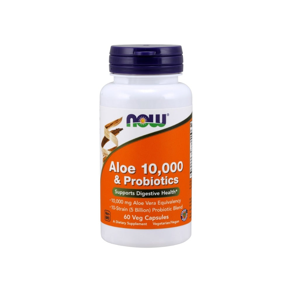 NOW Foods Aloe 10,000 & Probiotics 60 Vcaps