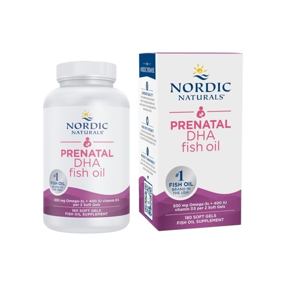 Nordic Naturals Prenatal DHA, 830mg Omega-3 + 400 IU D3 Unflavored (EAN 768990891045) 180 Softgels