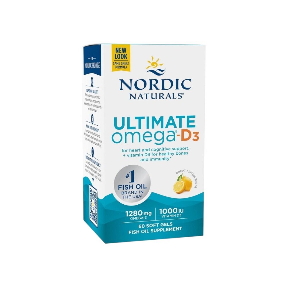Nordic Naturals Ultimate Omega-D3 Fish Oil, 1280mg Lemon 60 Softgels