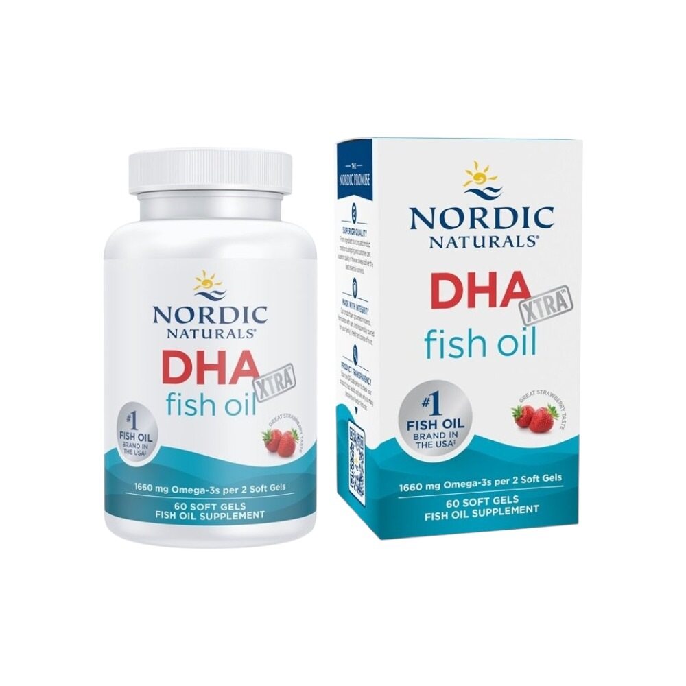 Nordic Naturals DHA Xtra, 1660mg Strawberry 60 Softgels