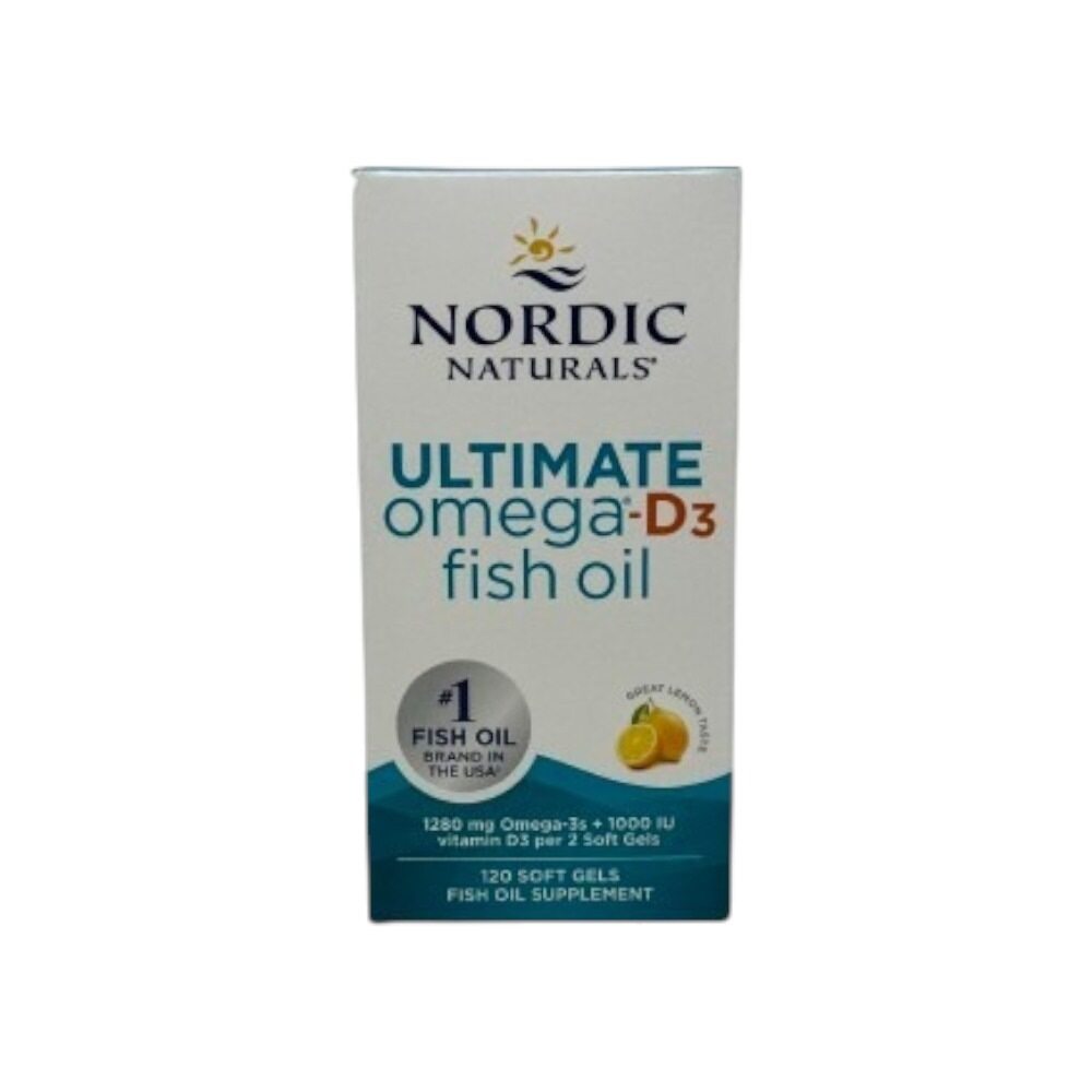 Nordic Naturals Ultimate Omega-D3 Fish Oil, 1280mg Lemon 120 Softgels
