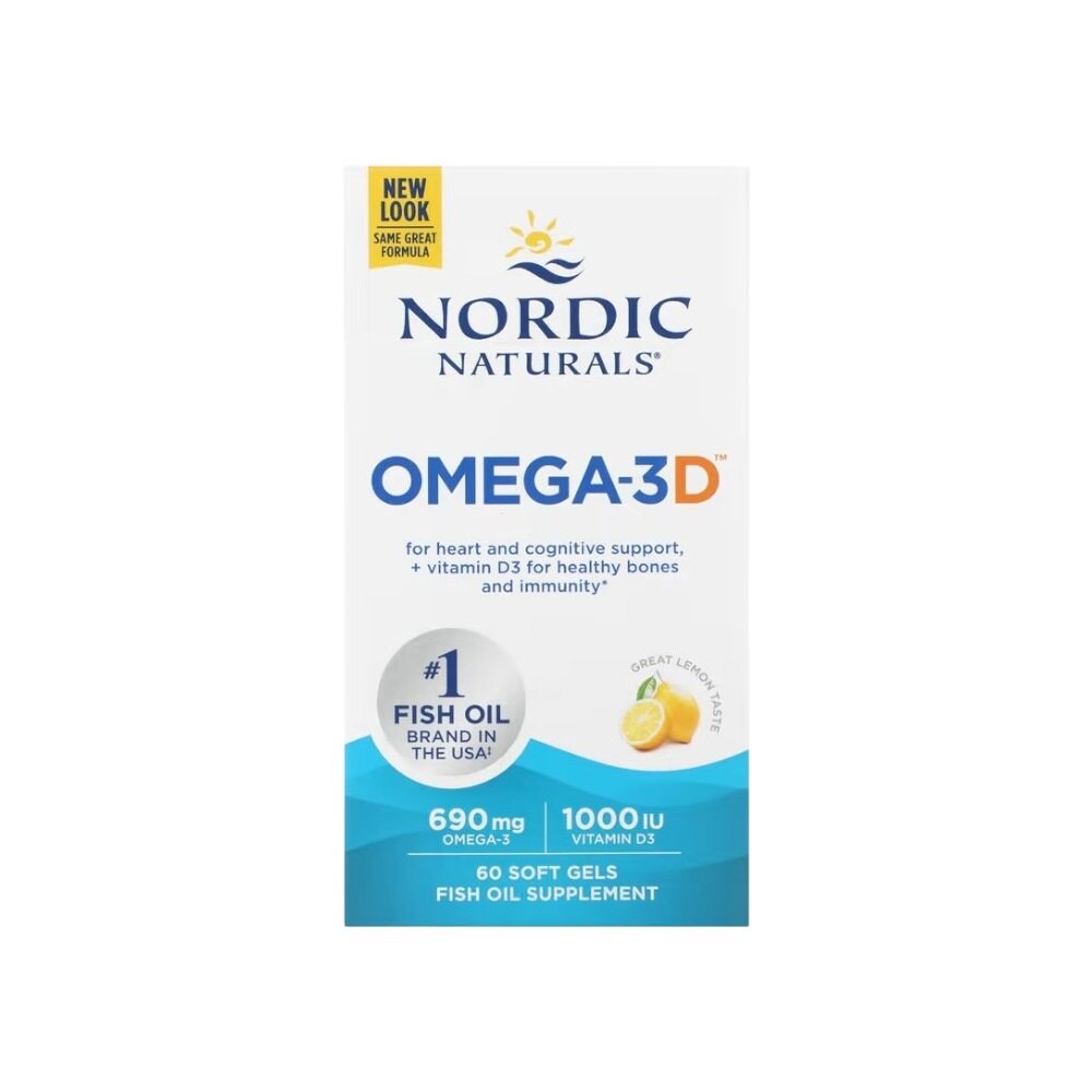 Nordic Naturals Omega-3D, 690mg Lemon 60 Softgels