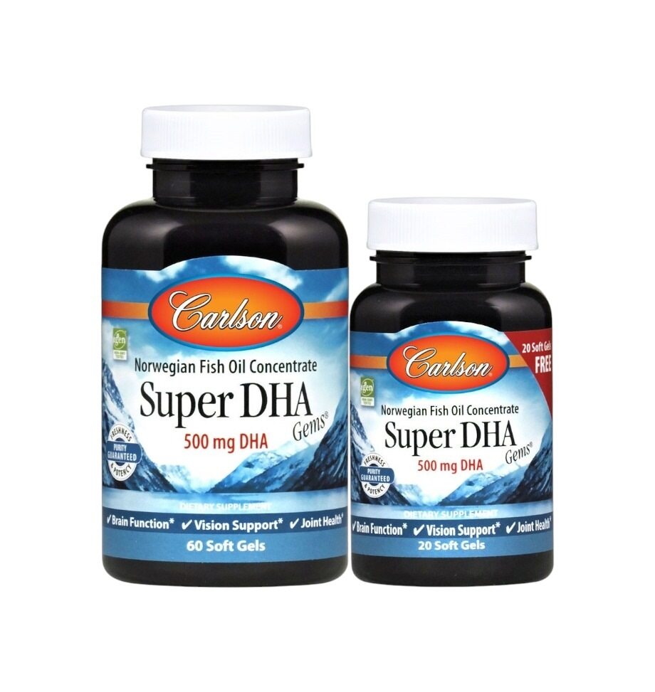 Carlson Labs Super DHA Gems, 500mg 60 + 20 Softgels