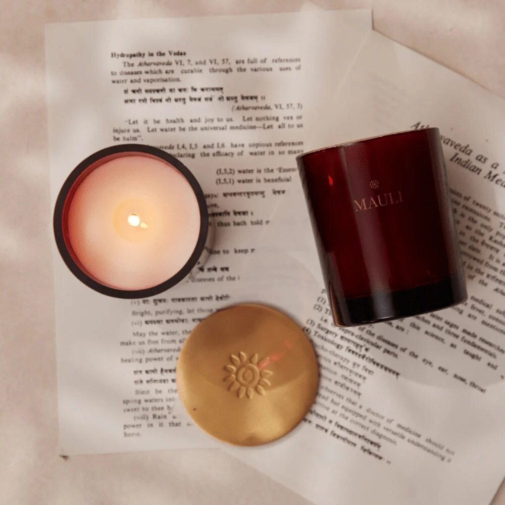 Mauli Rituals Sundaram & Silence Essential Oil Candle + Brass Lid