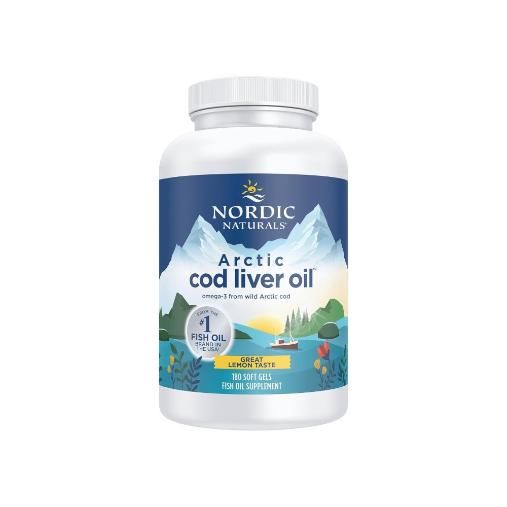 Nordic Naturals (Danish Label) Arctic Cod Liver Oil Caps, 750mg Lemon 180 Softgels