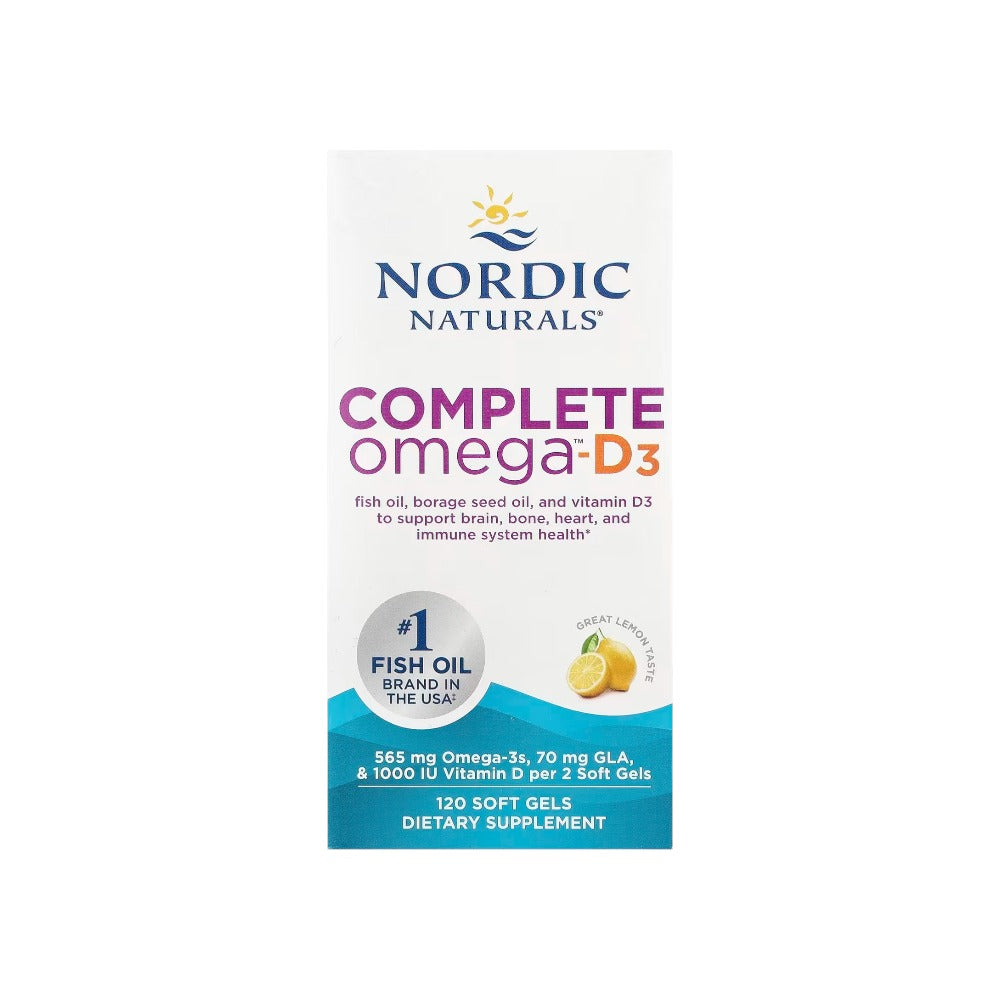 Nordic Naturals Complete Omega-D3, 565mg Lemon 120 Softgels
